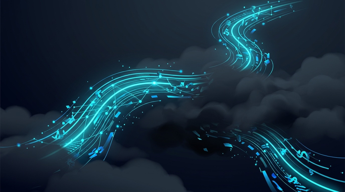 Abstract payment data pathways moving through a dark system