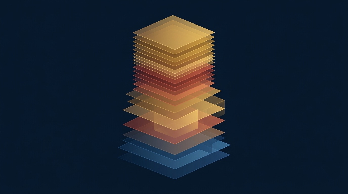Stacked colored layers representing accumulating card network fees
